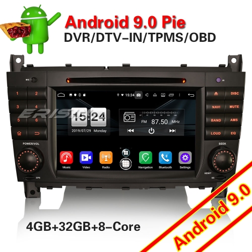 Erisin ES7718C 8-Core Car Stereo GPS Radio SatNav Mercedes Benz C/CLK/CLC Class W203 W209 DAB+ Android 9.0 OBD2