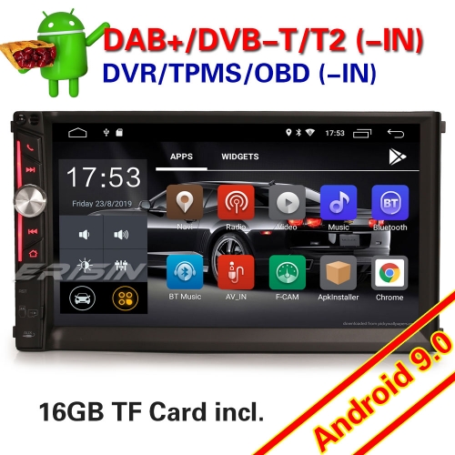 Erisin ES2641U Android 9.0 Double Din Car Stereo Radio GPS SatNav DAB+ Bluetooth OBD 4G WiFi FM
