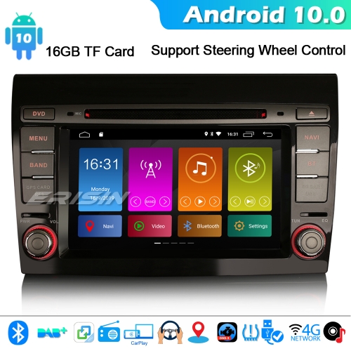 Erisin ES3071F 7" Android 10.0 DAB+ GPS Autorradio for FIAT BRAVO WiFi 4G OBD DSP TPMS CarPlay TDT