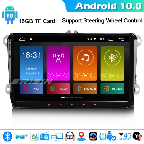 Erisin ES3091V 9"Android 10.0 Autoradio CarPlay+ para PASSAT GOLF 5/6 JETTA SHARAN Tiguan SEAT BT DSP