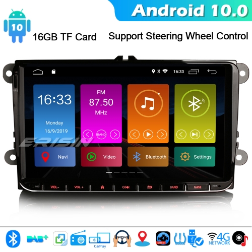 Erisin ES3001V 9" DAB+ Android 10.0 Autorradio GPS Radio para VW Passat Golf Touran Polo Seat DSP CarPlay