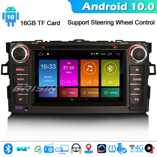 Erisin ES3017A DAB+ Android 10.0 Car Stereo GPS Sat Nav TOYOTA AURIS COROLLA ALTIS WiFi DVR OBD BT 4G DSP CarPlay