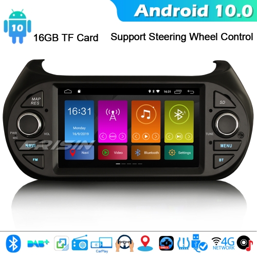 Erisin ES3075F Android 10.0 Car Stereo GPS DAB+ CarPlay Fiat Fiorino Citroen Nemo Peugeot Bipper DSP