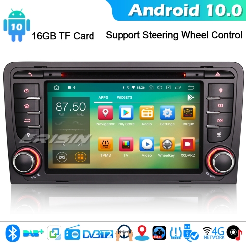 Erisin ES5147A Android 10.0 Autorradios para coches Radio AUDI A3 S3 RS3 RNS DVD BT DAB+ CarPlay