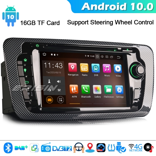 Erisin ES5122S CarPlay Android 10.0 Car Stereo Radio for Seat Ibiza DAB+ Sat Nav WiFi OBD2 BT DVD