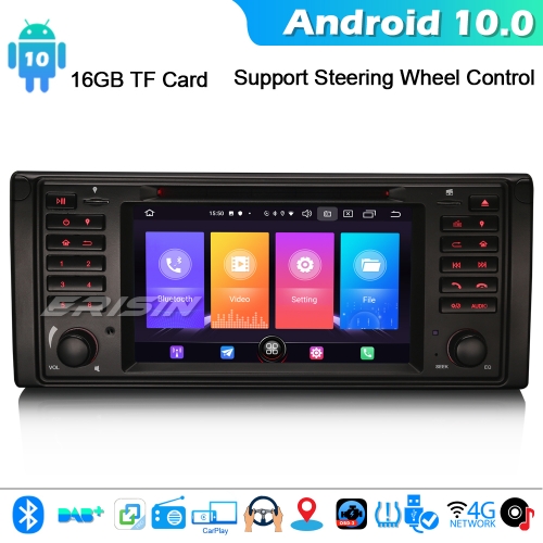 Erisin ES2739B CarPlay Android 10.0 Car Stereo GPS SATNAV BMW 5 Series E39 E53 X5 M5 DAB+CD DAB+