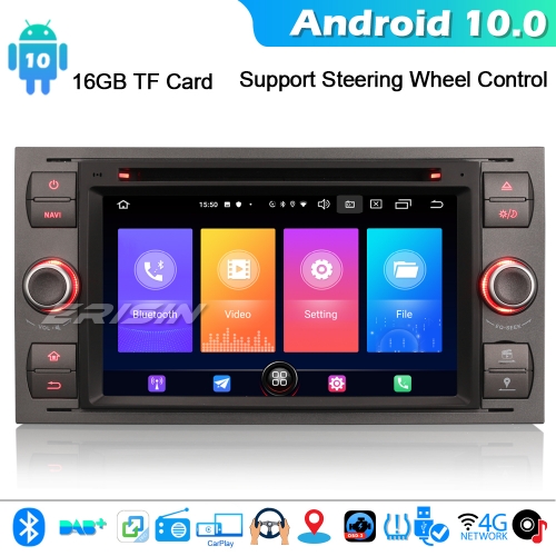 Erisin ES2766F 3-UI Android 10 Car Stereo GPS Head Unit Ford C/S-Max Galaxy Kuga Focus Transit DAB+ CarPlay