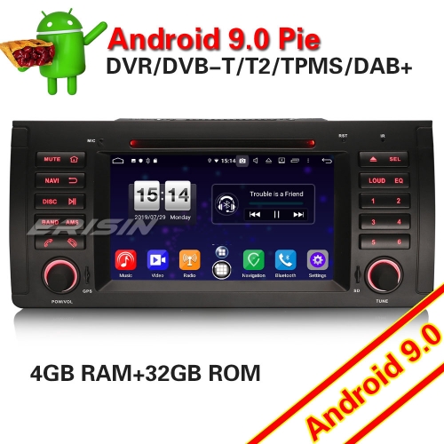 Erisin ES7753B Car Stereo Radio DAB+ Android 9.0 DVD WiFi Satnav OBD2 DVR BMW 5 Series E39 E53 M5 X5