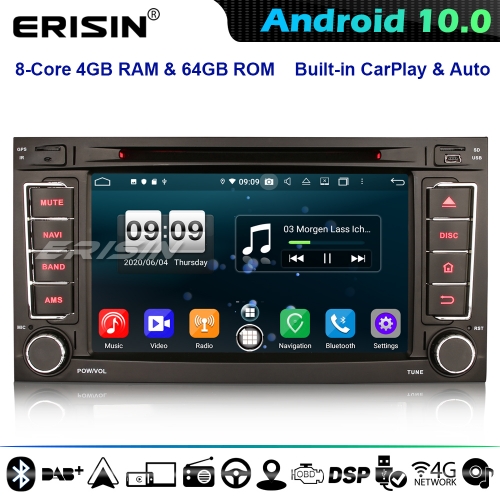 Erisin ES8706T 8-Core DSP CarPlay Android 10.0 Car GPS Stereo DVD for VW Touareg T5 Multivan 4G WiFi