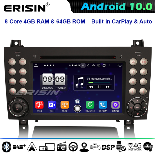 Erisin ES8740S CarPlay 8-Core DAB+DSP Android 10 Autoradio Mercedes-Benz SLK Class R171 TDT DVD 4G WiFi Bluetooth