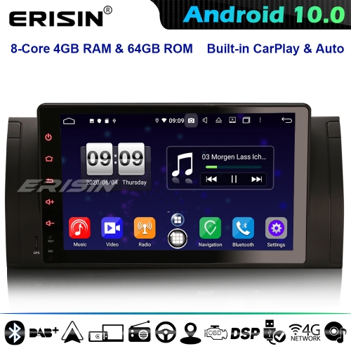 Erisin ES8795B 8-Core 9" Android 10.0 Car Stereo Sat Nav BMW 5 Series E39 E53 X5 M5 CarPlay DSP 4G WiFi Bluetooth