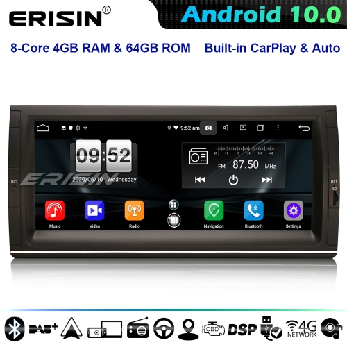 Erisin ES8725B 8-Core 10.25" Android 10 DAB+ Autorradios BMW 5er E39 X5 M5 E53 Canbus CarPlay DSP 4G WiFi Bluetooth