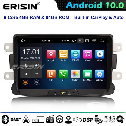 Erisin ES8129D DSP 8-Core Android 10.0 GPS Autorradios Renault Dacia Duster Logan Sandero Dokker 4G WiFi Bluetooth CarPlay