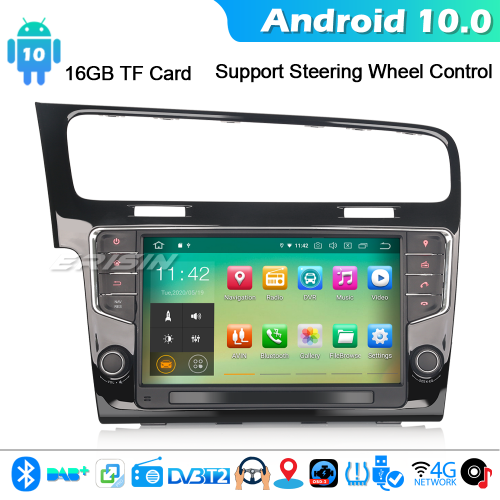 Erisin ES5111G CarPlay Android 10.0 Autoradio GPS for VW Golf VII/7 WiFi DAB+ 4G BT RDS TDT SWC