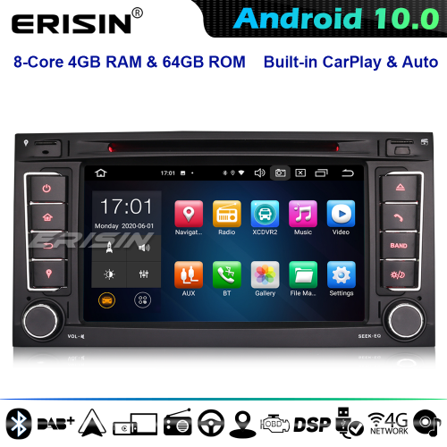 Erisin ES8156T 8-Core DSP CarPlay Android 10 Car Stereo GPS Radio for VW Touareg T5 Multivan CD 4G WiFi Bluetooth