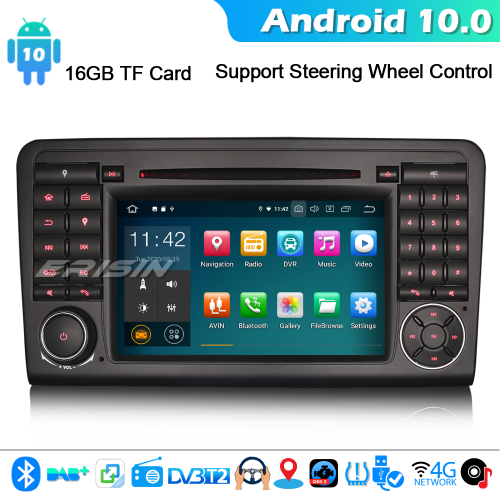 Erisin ES5183L Android 10.0 GPS Car Stereo SatNav Radio Mercedes Benz ML/GL Class W164 X164 CarPlay CD 4G WiFi Bluetooth
