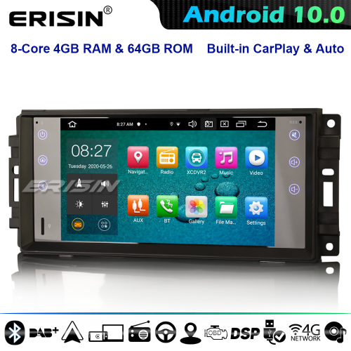 Erisin ES8176J 8-Core Android 10.0 Autorradios GPS Jeep Compass Patriot Chrysler Dodge CarPlay DSP 4G WiFi Bluetooth