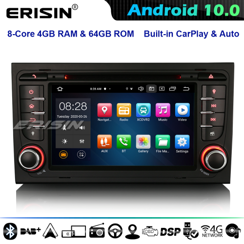 Erisin ES8178A  8-Core 8" Android 10.0 DAB+ Autorradios Audi A4 B7 S4 RS4 RNS-E Seat Exeo Carplay DSP 4G WiFi Bluetooth