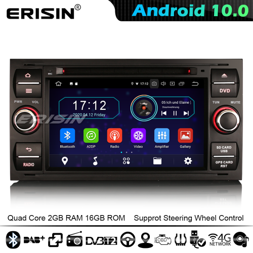 Erisin ES5931FB Android 10.0 Car Stereo GPS Radio DAB+ CarPlay Ford C/S-Max Galaxy Kuga Focus Transit 4G WiFi Bluetooth