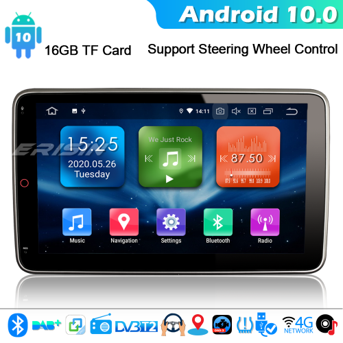 Erisin ES5103U 10.1" DAB+ 2 DIN Detachable Car Stereo GPS SAT NAV Android 10.0 WiFi 4G Bluetooth 5.0 CarPlay IPS Screen