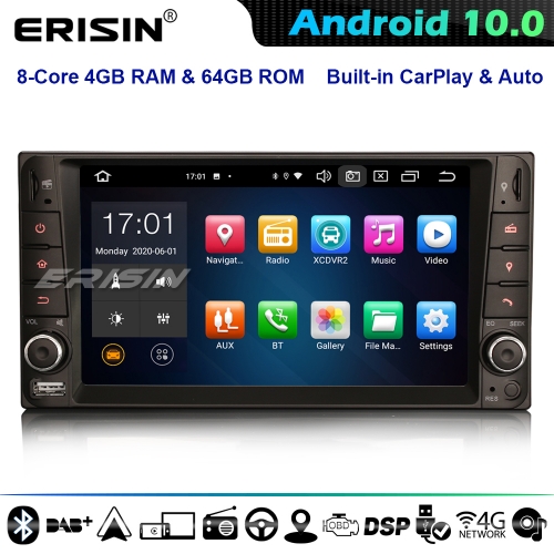 Erisin ES8112C 8-Core Android 10.0 Autorradio GPS para Toyota Hilux RAV 4 Corolla Vios 4G WiFi Bluetooth CarPlay DSP