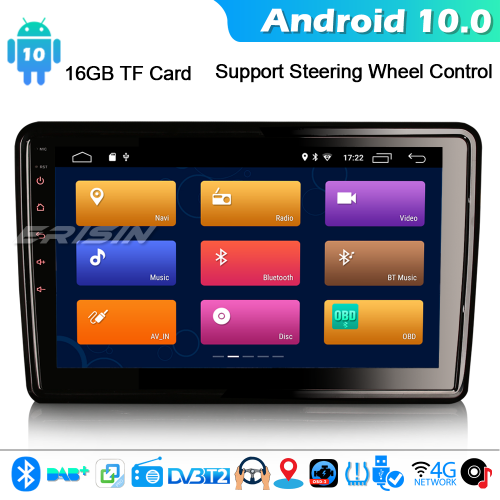 Erisin ES2921U 10.1" Android 10.0 Double Din Autoradio DAB+ GPS DSP TdT DVR OBD2 USB+ SD CarPlay 4G WiFi Bluetooth