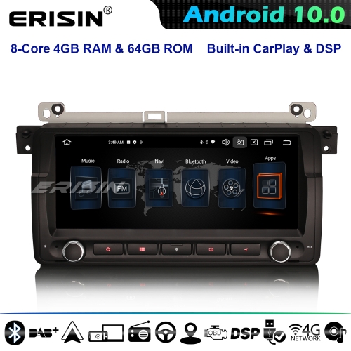 Erisin ES8146B 8.8" DSP 8-Core CarPlay DSP Android 10.0 Car GPS Stereo Sat Nav BMW 3 Series E46 Rover 75 MG ZT DAB+ DSP 4G WiFi BT