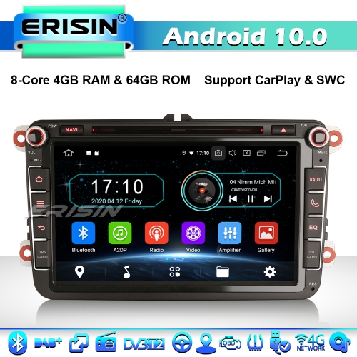 Erisin ES6985V 8-Core Android 10.0 Autorradio GPS para VW Passat CC Tiguan Golf Touran Seat DVD TDT CarPlay 4G WiFi Bluetooth