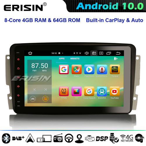 Erisin ES8187C 8-Core Android 10.0 Autoradio Mercedes Benz C/CLK/G Class Vito Viano DSP CarPlay TDT DAB+ 4G Bluetooth
