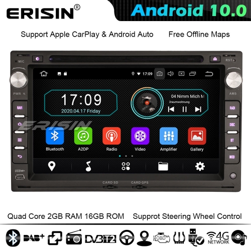 Erisin ES5986V CarPlay Android 10.0 Car Stereo GPS SatNav Radio For VW Polo Golf MK4 T5 Skoda Superb DAB+ CD DAB+ 4G WiFi BT