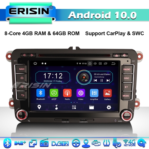 Erisin ES6948V 8-Core Android 10.0 DAB+ DSP Autoradio CarPlay OBD DVR GPS DVD SWC DTV for VW Passat Polo Golf 5/6 Jetta Tiguan Eos Seat Skoda