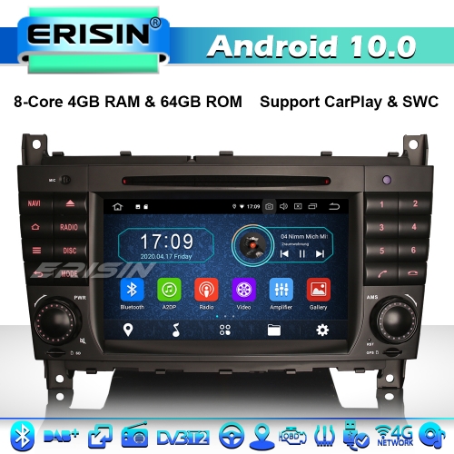 Erisin ES6969C 8-Core Android 10.0 GPS Navi Autoradio Mercedes Benz C/CLC/CLK W203 W209 CarPlay DVD 4G WiFi Bluetooth