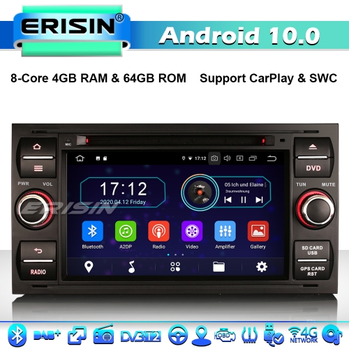 Erisin ES5931FB 8-Core DAB+ Autorradios Android 10.0 for FORD FOCUS S/C MAX FIESTA TRANSIT GALAXY CarPlay 4G WiFi Bluetooth