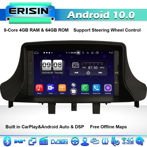 Erisin ES8773M DSP 8-Core Android 10 Car Stereo GPS Sat Nav Renault Megane Ⅲ Fluence CarPlay BT DAB+ 4G WiFi