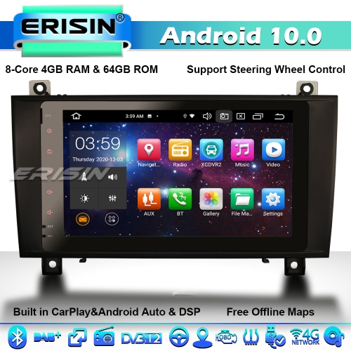Erisin ES8184S DSP 8-Core Android 10 Autoradio GPS Mercedes-Benz SLK Class R171 W171 CarPlay 4G WiFi Bluetooth