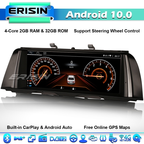 Erisin ES2635B 10.25" Android 10.0 IPS CarPlay WiFi DAB+ 4G Car Stereo GPS Radio BMW 5er F10 F11 with CIC Bluetooth