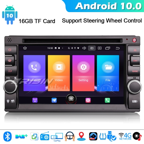 Erisin ES2736U Android 10.0 2 Din GPS Autorradio for Nissan Bluetooth CarPlay WiFi 4G DAB+ DVD TDT Bluetooth