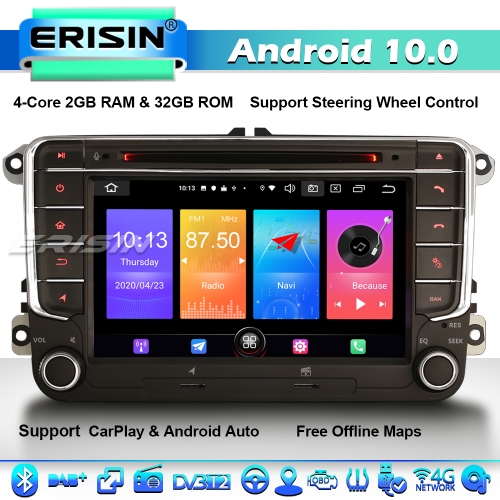 Erisin ES2758V 7" Android 10.0 Autoradio GPS For VW Passat Golf Tiguan Touran Jetta Seat DVD DSP CarPlay 4G WiFi BT