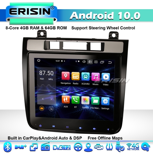 Erisin ES8141T 8-Core 8.4" CarPlay DSP Android 10.0 Car Stereo GPS Sat Nav for VW TOUAREG DAB+ 4G WiFi IPS Bluetooth 64GB