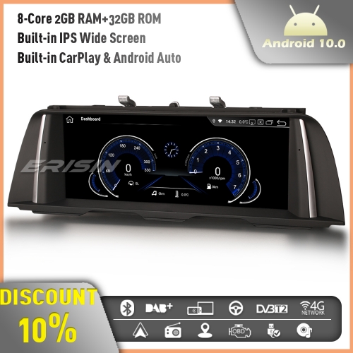 Erisin ES2810B 8-Core 10.25" Android 10 Car Stereo DAB+ GPS Sat Nav Radio CarPlay IPS BMW 5 Series F10 F11 CIC NBT System 4G WiFi BT