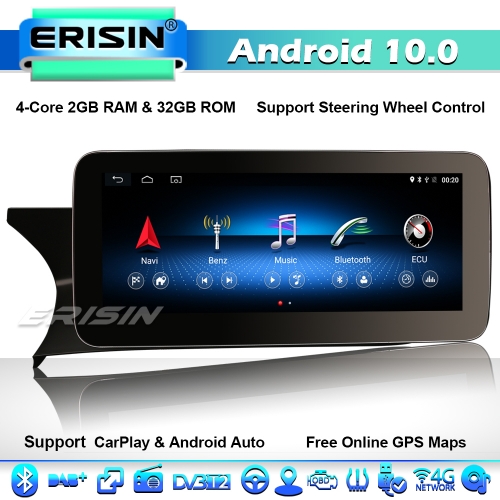 Erisin ES2645C 10.25" Android 10.0 Radio de Coche Estéreo Navegación de Automóvil para Mercedes Benz C-Class W204 IPS Wireless CarPlay DAB+ 4G WiFi