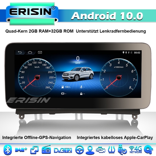 Erisin ES2640C 10.25" Android 10.0 Autoradio Mercedes Benz C-Class W204 2008-2010 with NTG IPS Wireless CarPlay DAB+ 4G WiFi Can-bus TPMS Bluetooth