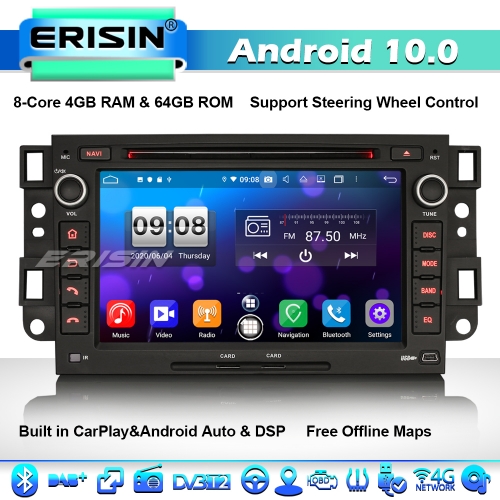 Erisin ES8776C 7" Android 10.0 8 -Core CarPlay DSP RDS 4G WiFi OBD DAB+ GPS Autorradios for Chevrolet Aveo Epica Captiva TDT