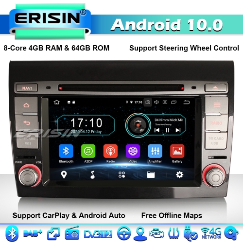 Erisin ES6971F 8-Core Car Stereo GPS SatNav Radio Android 10.0 For FIAT BRAVO CarPlay 4G WiFi BT DAB+ 4GB RAM+64 ROM