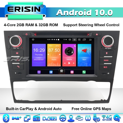 Erisin ES2767B 32GB CarPlay Android 10 Car GPS Stereo DAB+Radio BMW 3 Series E90 E91 E92 E93 M3 DSP Bluetooth DVD WiFi 4G SWC RDS 2GB RAM+32GB ROM