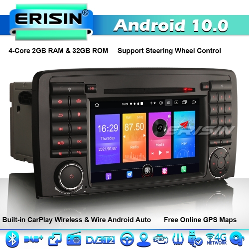 Erisin ES2781R Android 10.0 GPS Navegación de Video del automóvil Autoradio CarPlay DSP Mercedes Benz R-Klasse W251 WiFi Bluetooth TDT 4G SWC RDS 2GB 