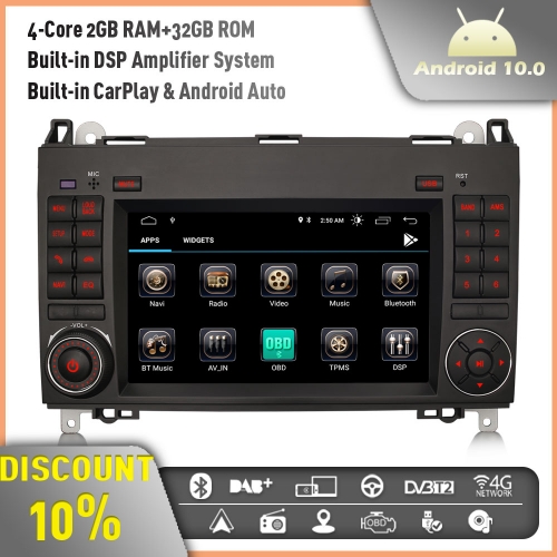 Erisin ES3172B Android 10.0 Radio de Coche Estéreo Navegación de Automóvil per Mercedes Benz A/B Class Vito Viano Sprinter VW Crafter DAB+ OBD 2G RAM+