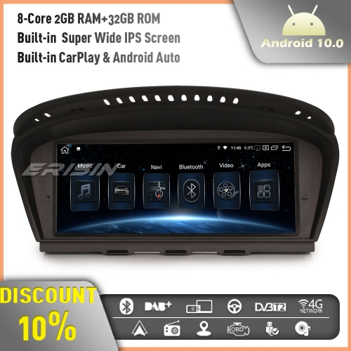 Erisin ES2860i 8-Core 8.8 inch Android 10 Autoradio GPS Radio BMW 3er 5er 6er E60 E61 E63 E64 E90 E91 Built-in CarPlay Android Auto CIC System
