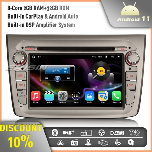 Erisin ES8630M Android 11 8-Core Autorradio GPS Radio for Alfa Romeo Mito DAB+ Wireless CarPlay Andriod Auto Bluetooth 4G WiFi DVD USB TPMS OBD