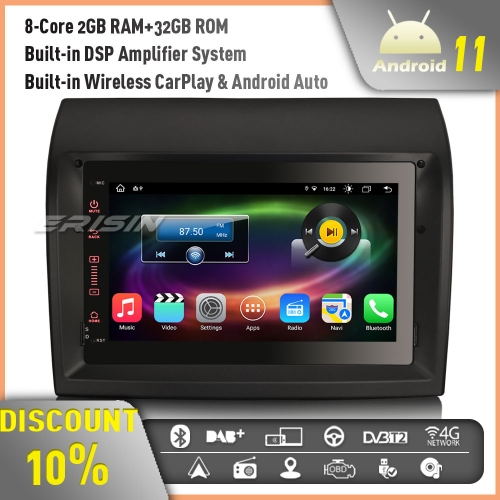 Erisin ES8674F 8-Core 7" Android 11 GPS Sat Nav Car Stereo for Fiat Ducato Citroen Jumper Peugeot Boxer DAB+ Radio Bluetooth CarPlay DSP Android Auto